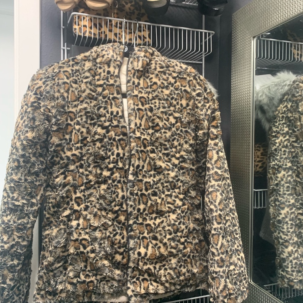 Leopard hoodie jacket gently worn twice